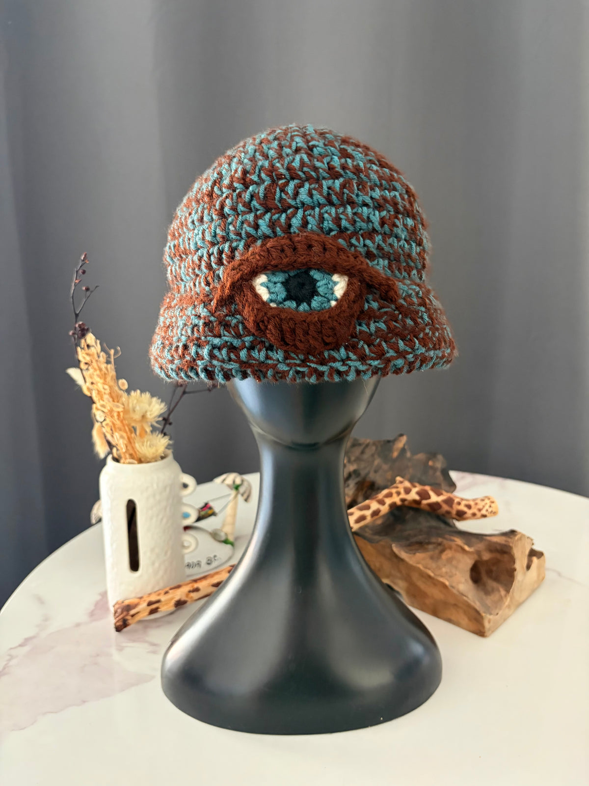 Blue & Brown Eyeball Beanie
