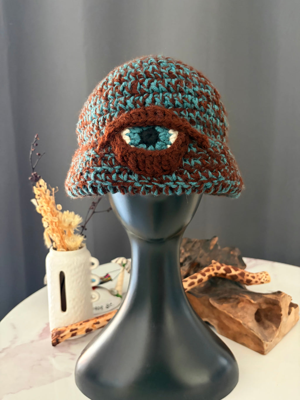 Blue & Brown Eyeball Beanie