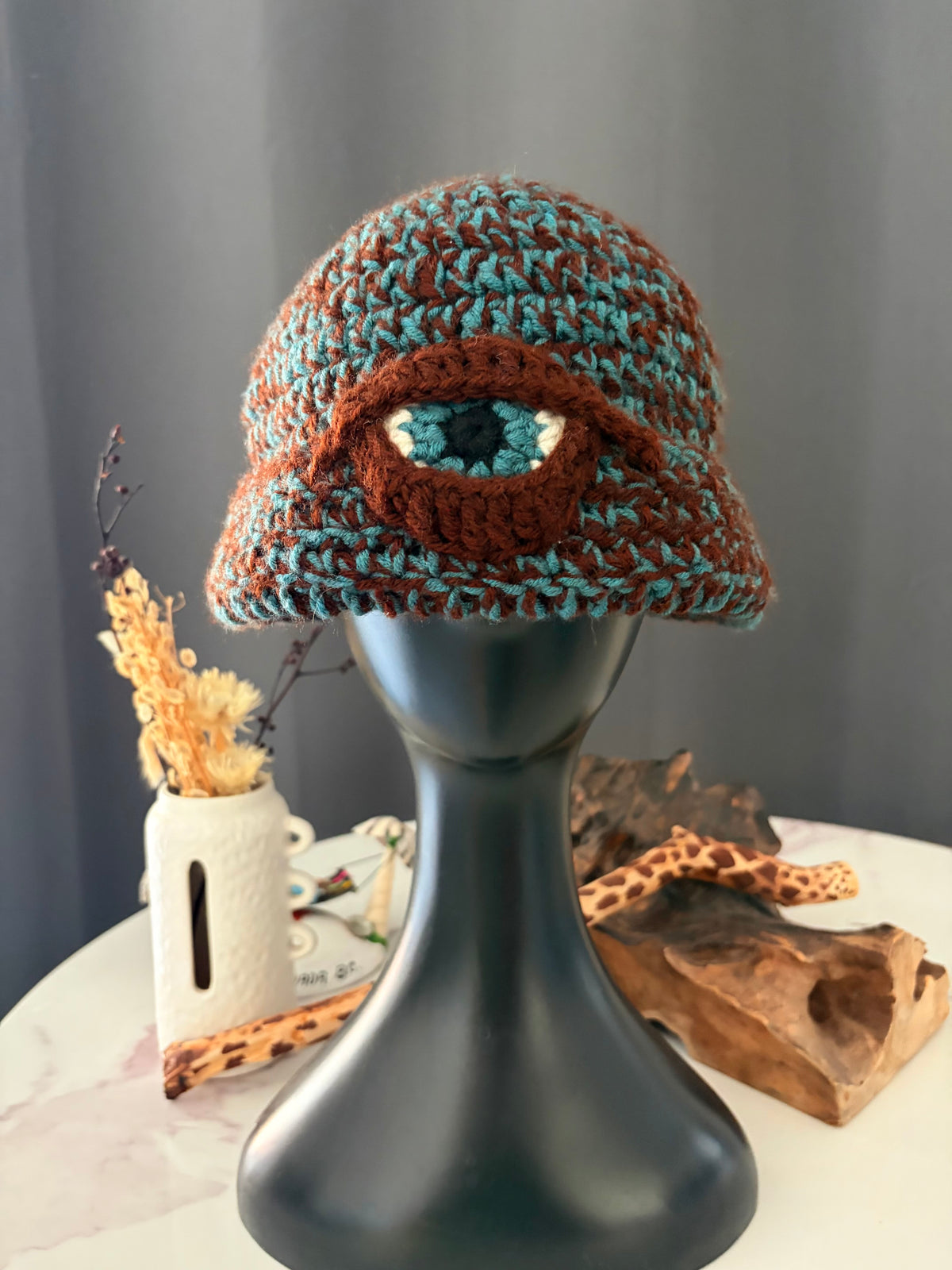 Blue & Brown Eyeball Beanie