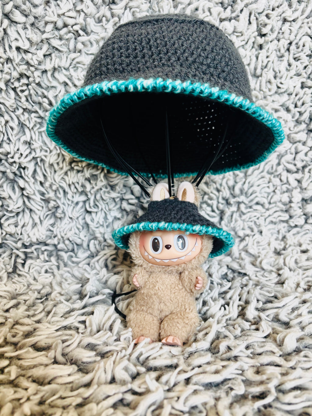 Matching Bucket Hat With Your Labubu (Chilly Gray)