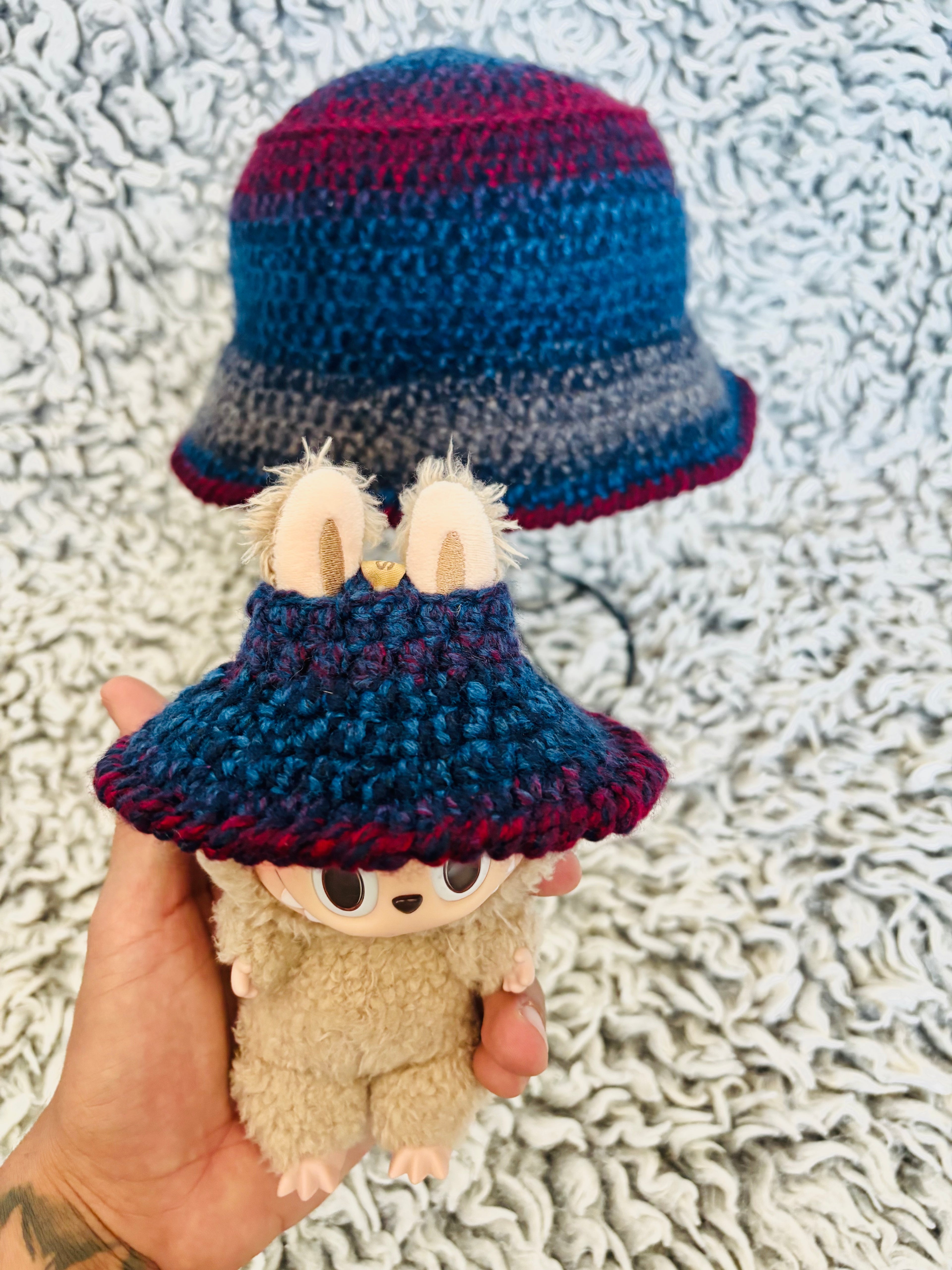 Matching Bucket Hat With Your Labubu (Midnight Blue)